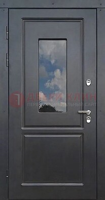 Чёрная металлическая дверь со стеклом ДС-77 в Шатуре