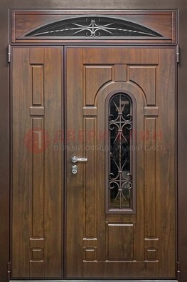 Большая металлическая дверь со стеклом и ковкой ДСК-145 в Шатуре