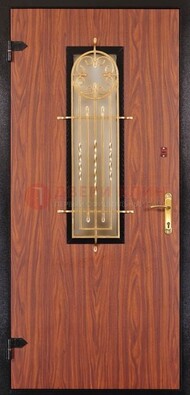 Дополнительная дверь со стеклом и золотой ковкой ДСК-16 в Раменском
