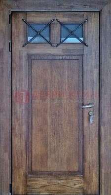 Металлическая дверь с Виноритом со стеклом и ковкой под старину ДСК-209 в Пскове