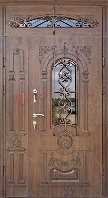 Распашная стальная дверь Винорит со стеклом и ковкой ДСК-232 в Шатуре