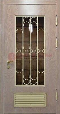 Железная дверь Винорит со стеклом и ковкой с решеткой ДСК-265 в Шатуре