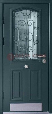 Прочная дверь со стеклом и ковкой с декоративным элементом ДСК-27 в Шатуре
