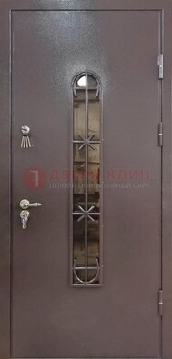 Металлическая дверь Порошок с небольшим стеклом и ковкой ДСК-282 в Шатуре