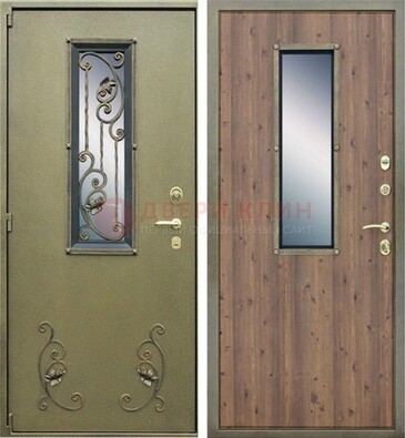 Офисная железная дверь со стеклом и ковкой ДСК-44 в Шатуре