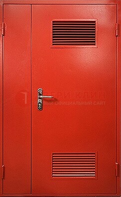 Красная железная техническая дверь с вентиляционными решетками ДТ-4 в Шатуре