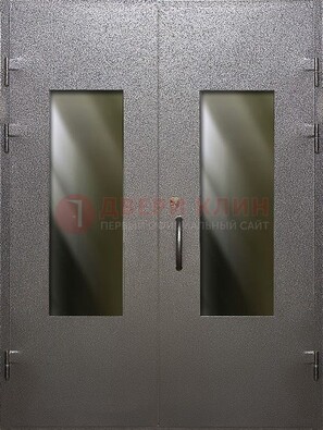 Серая тамбурная дверь со стеклянными вставками ДТМ-8 в Шатуре