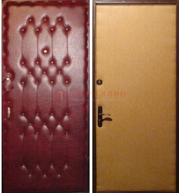 Бордовая металлическая дверь с винилискожей ДВ-1 в Шатуре