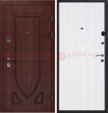 Уличная темная филенчатая дверь с виноритом и МДФ Белый ясень ДВТ-141 в Архангельске