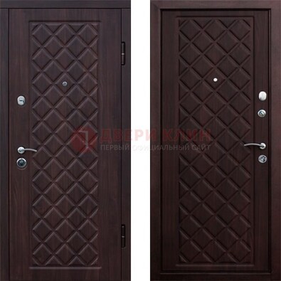 Коричневая металлическая дверь с МДФ с двух сторон ДМ-1555 в Шатуре