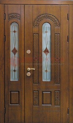 Темная стальная дверь с виноритом и стеклом ДВТ-179 в Шатуре