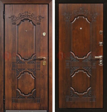 Коричневая железная дверь с виноритом и узором ДВТ-211 в Шатуре