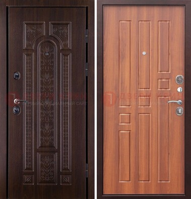 Темная металлическая дверь с виноритом и узором ДВТ-224 в Шатуре