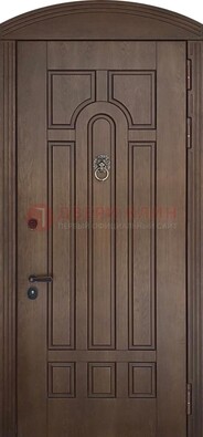 Коричневая стальная дверь с виноритом в форме арки ДВТ-237 в Шатуре