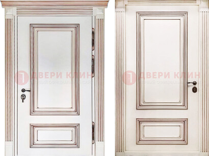 Белая металическая дверь с виноритом для дома ДВТ-239 в Новосибирске
