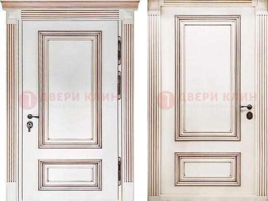 Белая металическая дверь с виноритом для дома ДВТ-239 в Шатуре