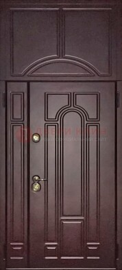 Коричневая железная дверь с виноритом и верхней фрамугой ДВТ-243 в Шатуре