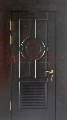Входная темная дверь винорит с решеткой ДВТ-250 в Шатуре