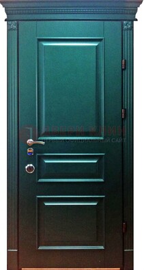 Зеленая входная филенчатая дверь с виноритом ДВТ-62 в Шатуре