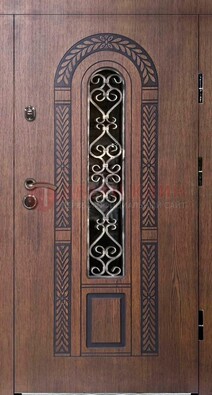 Стальная коричневая дверь с виноритом и МДФ ДВТ-81 в Шатуре