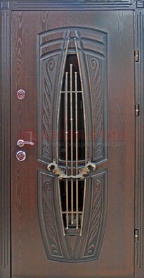 Стальная коричневая дверь с виноритом и МДФ ДВТ-83 в Шатуре