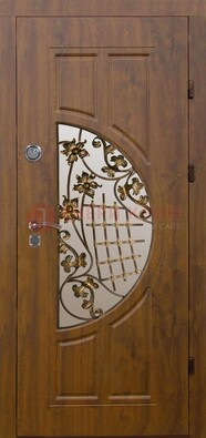 Стальная филенчатая дверь с виноритом ковкой и стеклом ДВТ-84 в Шатуре