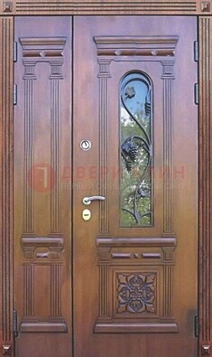 Железная коричневая филенчатая дверь с виноритом и МДФ ДВТ-85 в Шатуре