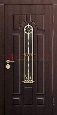 Железная коричневая дверь с виноритом и фрезерованной панелью ДВТ-93 в Шатуре