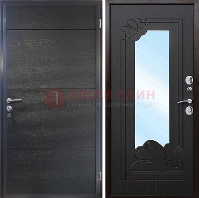 Темная Железная дверь c виноритом и МДФ с зеркалом ДЗ-119 в Шатуре