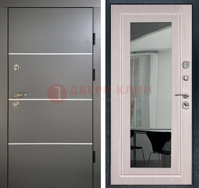 Черная металлическая дверь с зеркалом ДЗ-12 в Кудрово