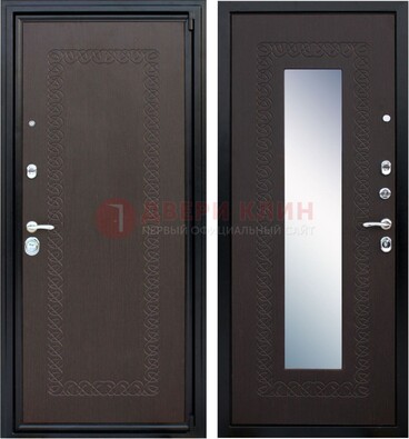 Темная стальная дверь с зеркалом ДЗ-20 в Шатуре