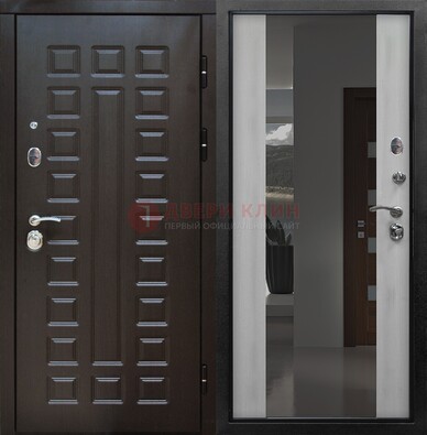 Коричневая металлическая дверь с зеркалом ДЗ-22 в Шатуре