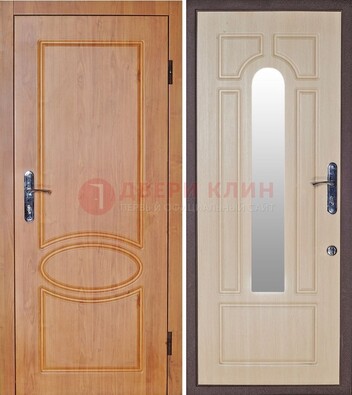 Светлая железная дверь с зеркалом ДЗ-24 в Шатуре
