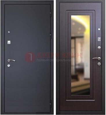 Черная железная дверь с зеркалом ДЗ-30 в Шатуре