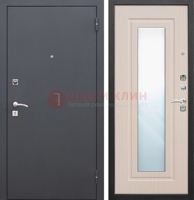 Черная входная дверь с зеркалом МДФ внутри ДЗ-31 в Шатуре