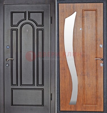 Темная железная дверь с зеркалом ДЗ-35 в Шатуре