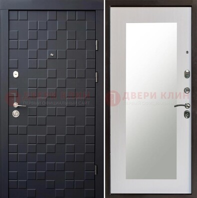 Черная стальная дверь МДФ и зеркалом ДЗ-50 в Шатуре