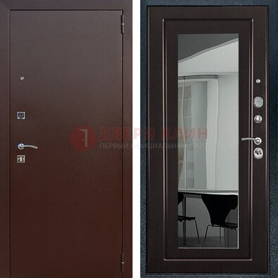 Металлическая дверь с порошковым напылением с МДФ и зеркалом ДЗ-61 в Шатуре