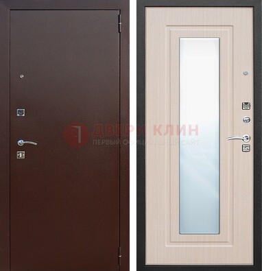 Входная дверь с порошковым покрытием филенчатой МДФ и зеркалом ДЗ-65 в Шатуре