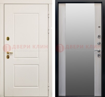 Белая стальная дверь с большим зеркалом ДЗ-73 в Шатуре