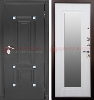 Стальная черная дверь МДФ с зеркалом ДЗ-76 в Шатуре