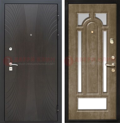 Темная металлическая дверь МДФ с различными зеркальными вставками внутри ДЗ-82 в Шатуре
