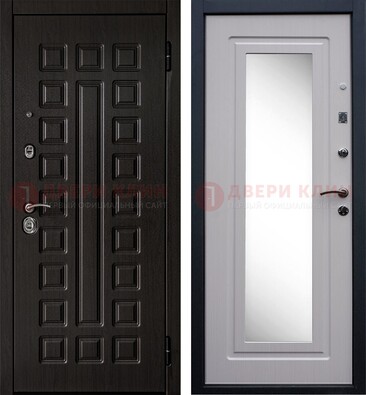 Черная филенчатая металлическая дверь МДФ с зеркалом ДЗ-83 в Климовске