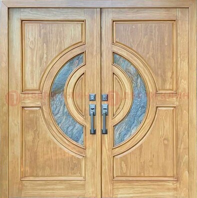 Двухстворчатая металлическая дверь с витражом ВЖ-11 в Шатуре