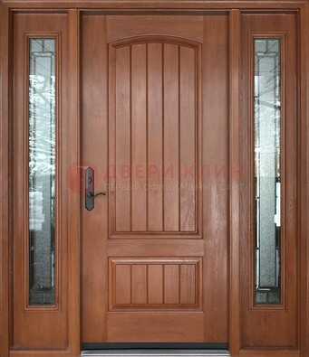 Стальная дверь с массивом дуба и витражом для дома ВЖ-17 в Шатуре