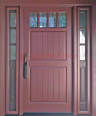 Входная дверь с массивом с фрамугами и витражом ВЖ-19 в Шатуре