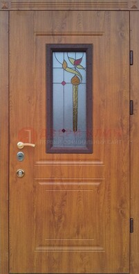 Железная дверь с МДФ и витражом ВЖ-24 в Шатуре